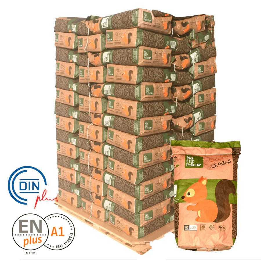Pellets Naturpellet. 1-Palet de 77 sacos certificado Enplus de 15 kg